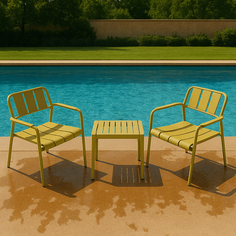 2-Piece PP Single-Seater Chairs + Coffee Table Set – Indoor/Outdoor Multi-Purpose Furniture For Living Room,Balcony, Beach (No Assembly Chairs, Easy Setup Table) – Polypropylene