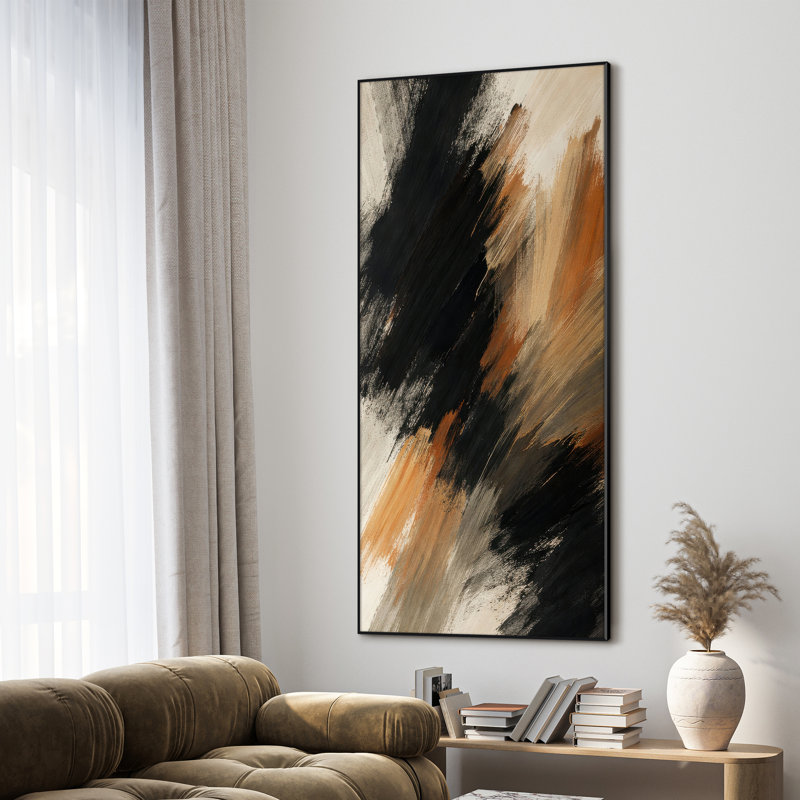Art mural moderne beige moderne pour le salon ou la chambre à coucher - «Assemblage requis (cadre non fini)»