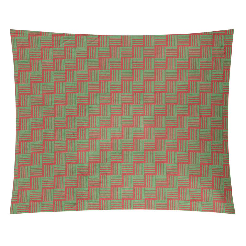 Tapisserie de motif basketweave fêtes en polyester, Rouge / Vert, H 68 po x l 80 po