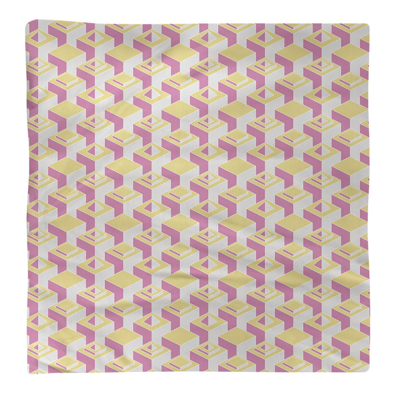 Serviette de table en coton à motif de gratte-ciels à deux couleurs, H 0,1 po x l 10 po x P 10 po, Jaune / Rose