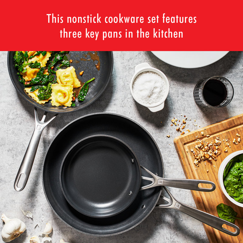 Zwilling Motion Hard Anodized 3-piece Aluminum Nonstick Fry Pan Set