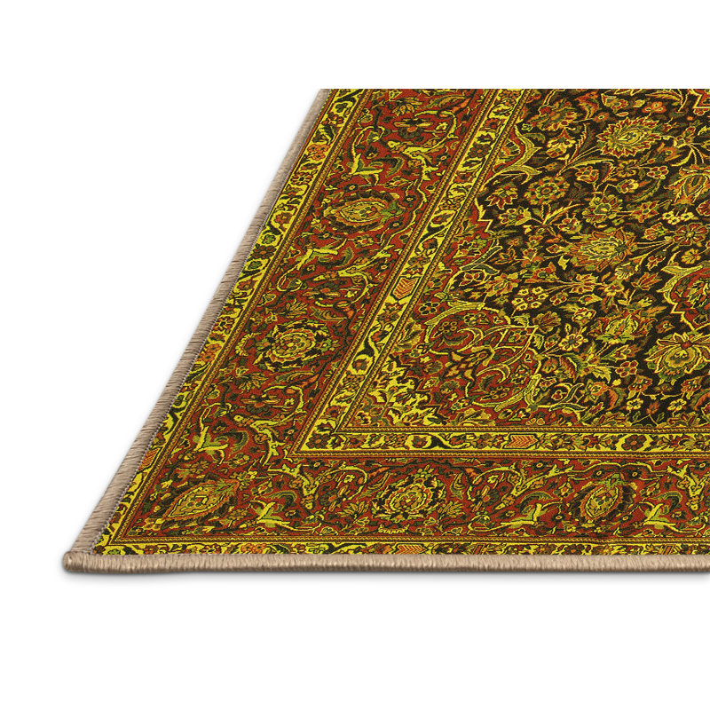 Alphonia Washable Oriental Indoor Rug, Rectangle 6' x 9'