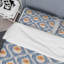 Bleu et orange Ikat Ogee - Ensemble de housse de couette abstrait - Microfibre de polyester-608223258