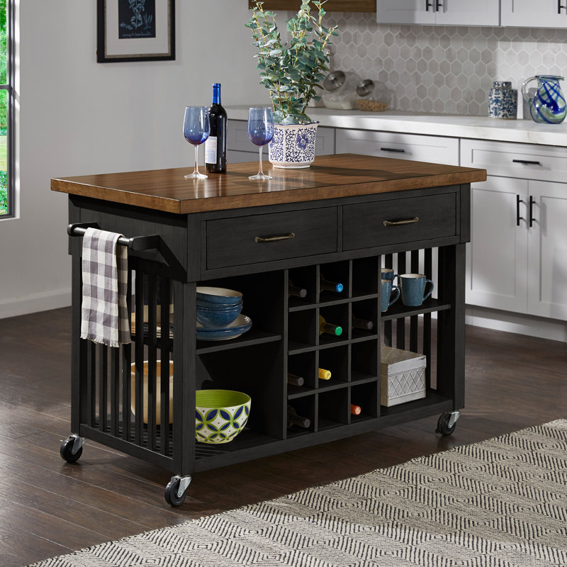 Sariyah Wood Kitchen Cart, Antique Black