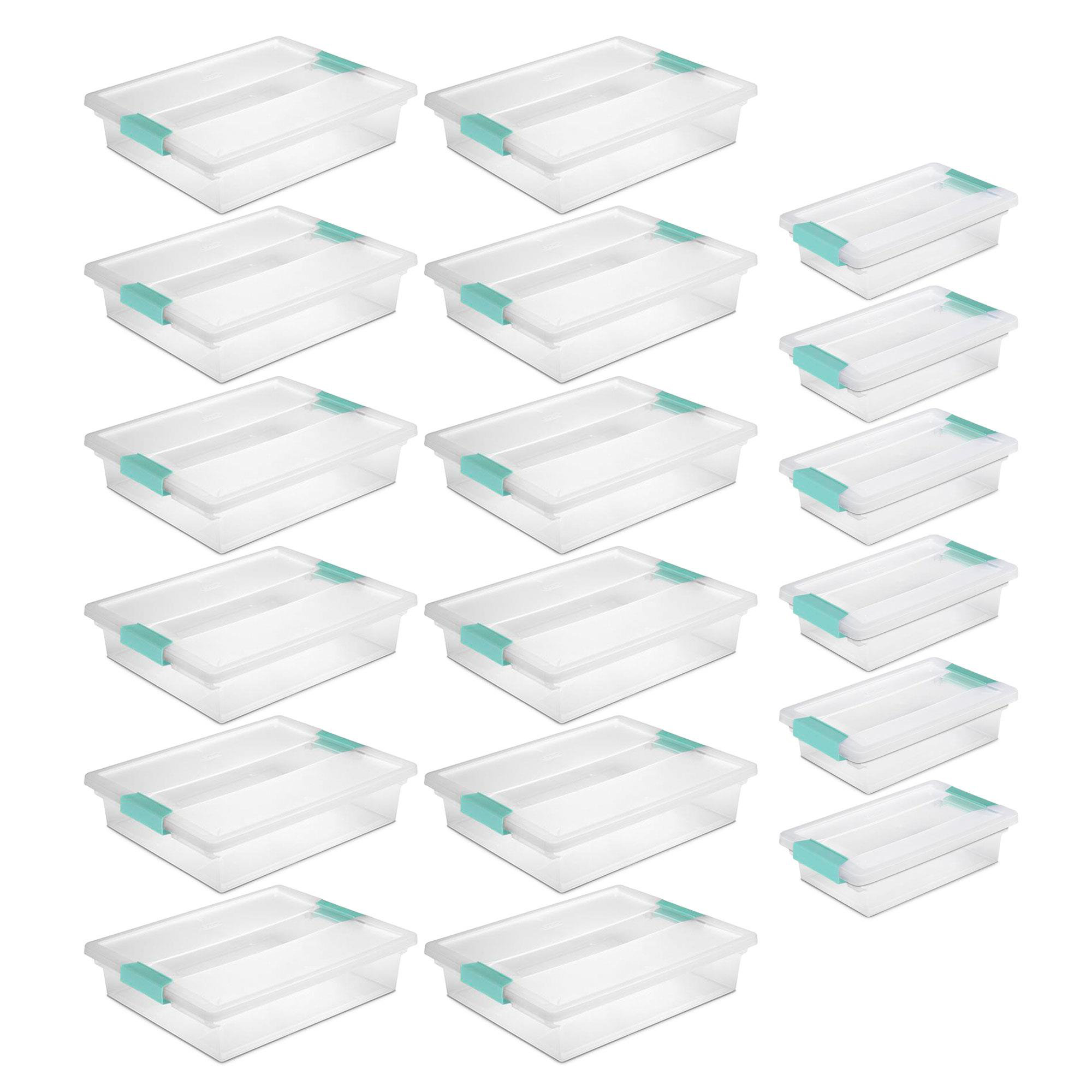 Gracious Living 6 Quart Clear Plastic Storage Bin Container + Blue Lid (12  Pack)