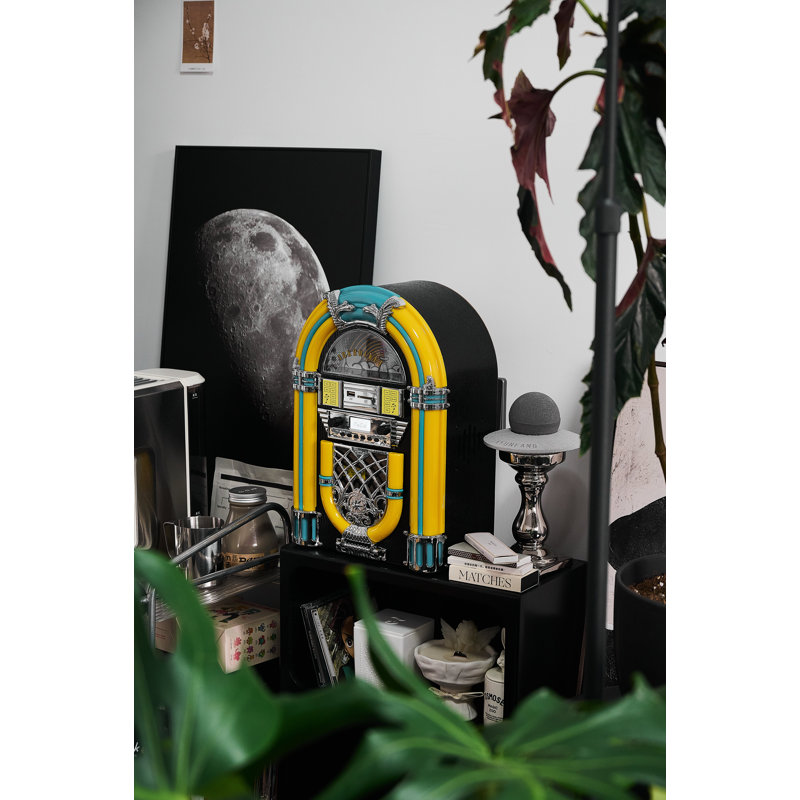 Retro Black and Yellow Mini Jukebox CD Player with Bluetooth
