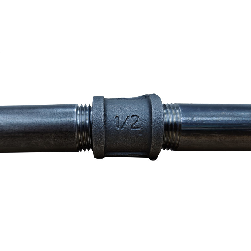 1/2" Black Pipe Coupler Straight Connector Cast Iron Connector Industrial Steel Grey Fits Standard