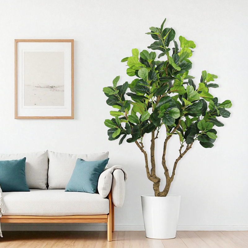 Figuier artificiel de 7 pi avec figuier - plante extra-haute avec grandes feuilles pour hauts plafonds