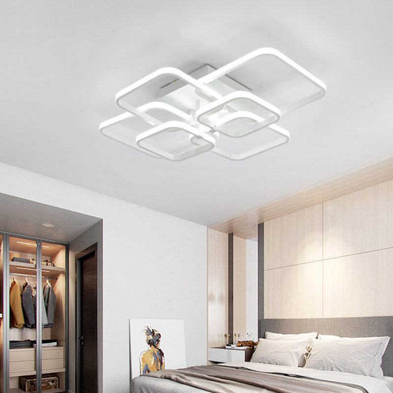 framed square 6-head modern ceiling light, Gold
