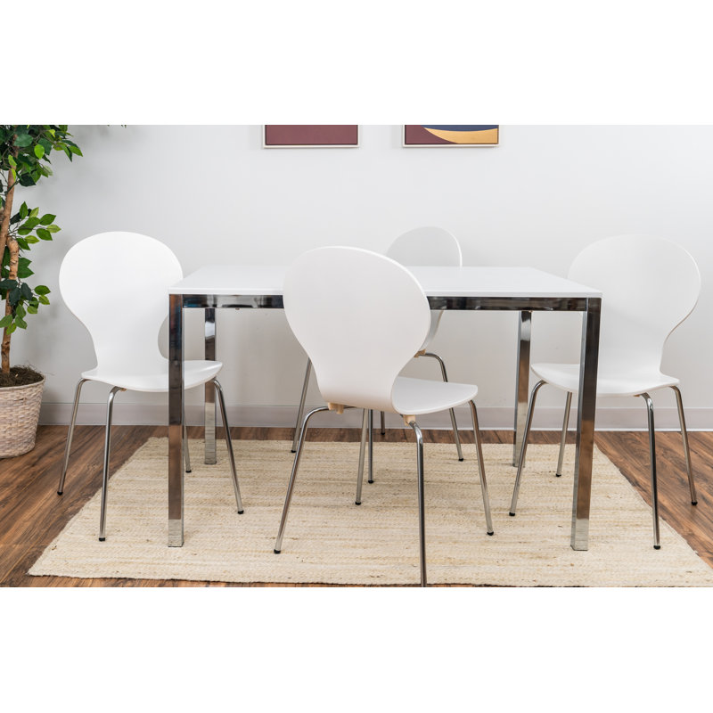 Ensemble repas pour 4 personnes Southport, Blanc/chrome, Chrome chrome