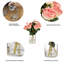 Fleurs artificielles en soie rose dans un vase en verre transparent avec de l'eau artificielle-1247399433