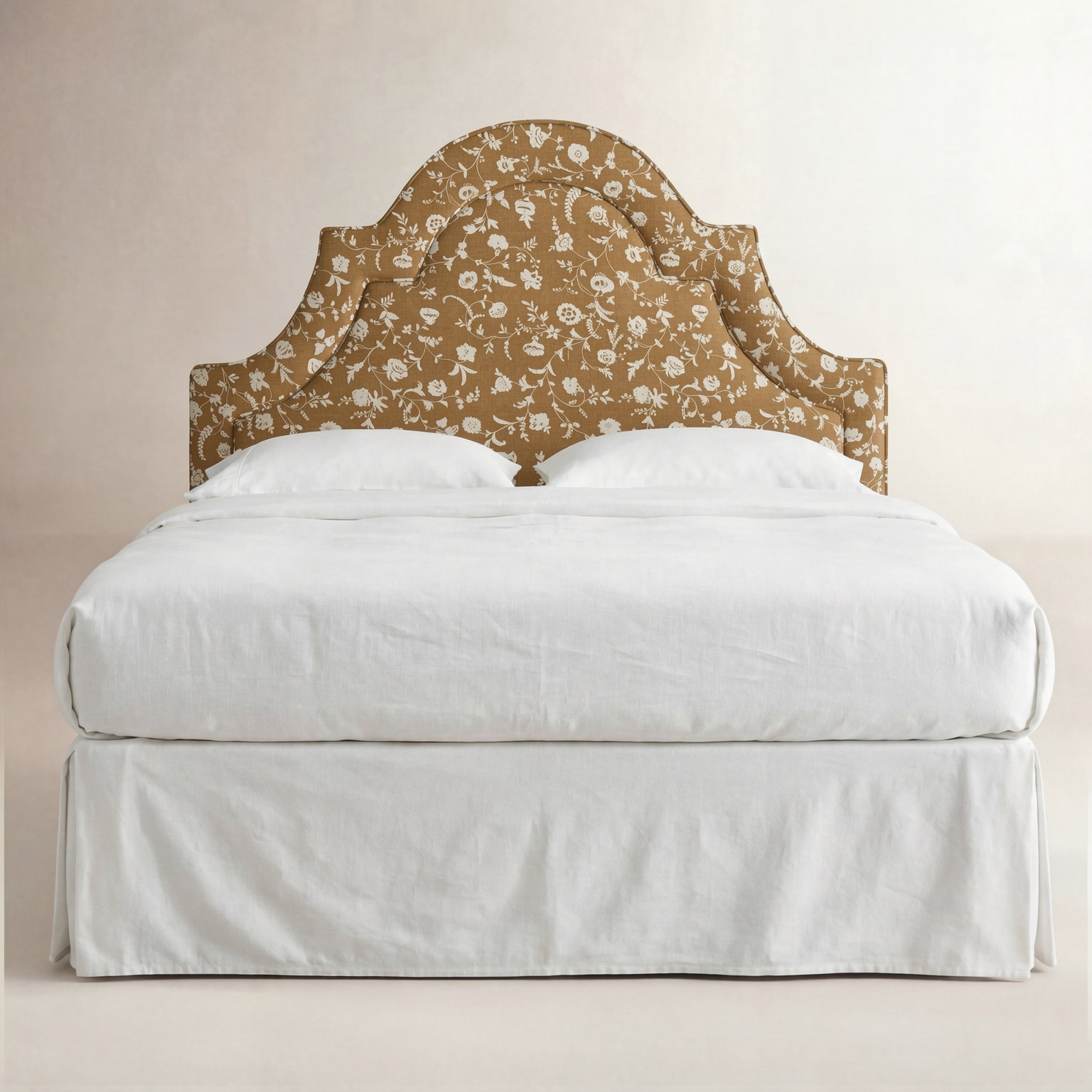 Knipe Upholstered Headboard, King, Robina Floral Ochre