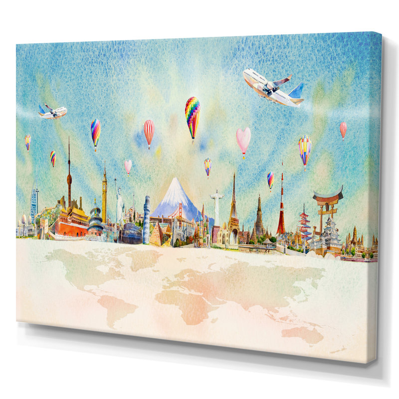 «World Travel Famous Monument VI», reproduction sur toile flottante, H 30 po x l 40 po x P 1,5 po, Toile tendue