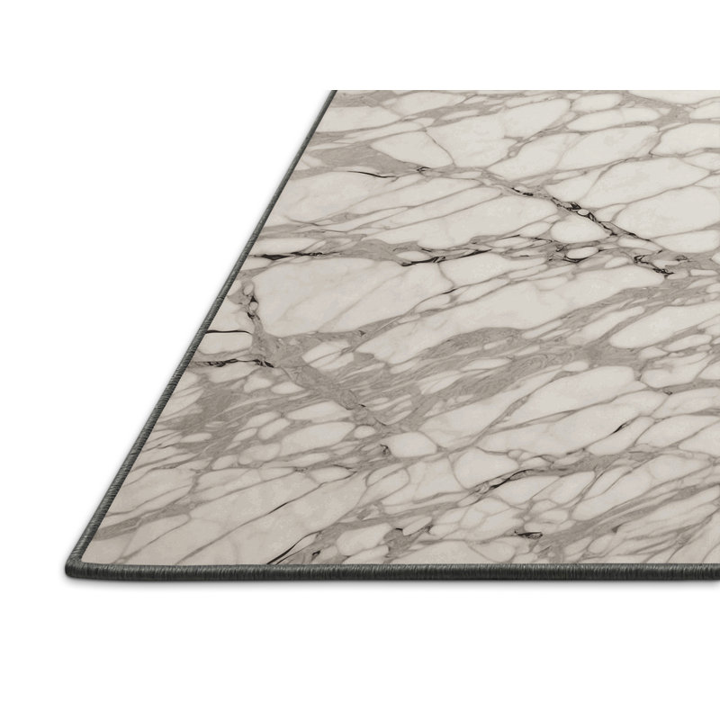 Tapis gris soyeux et moelleux, Rond 5 pi