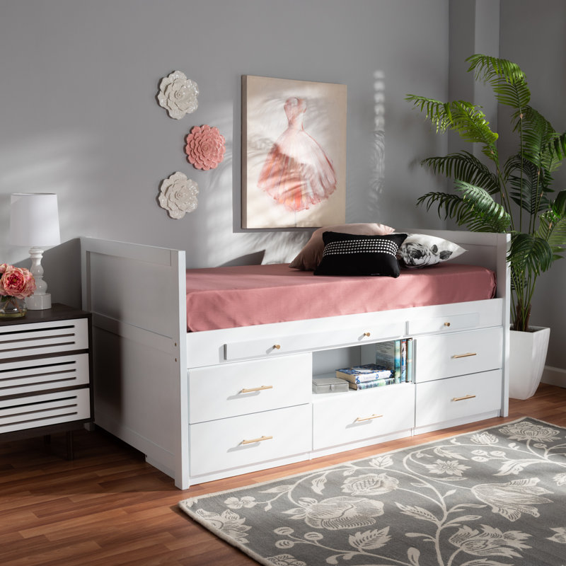 Lit simple avec 5 tiroirs Baxton Studio Mirza