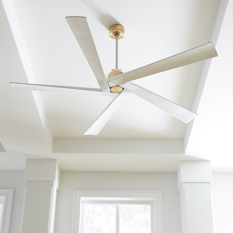 Ventilateur de plafond standard à 5 pales 70 pouces avec télécommande Adalai, Étain vieilli avec pales en noyer foncé