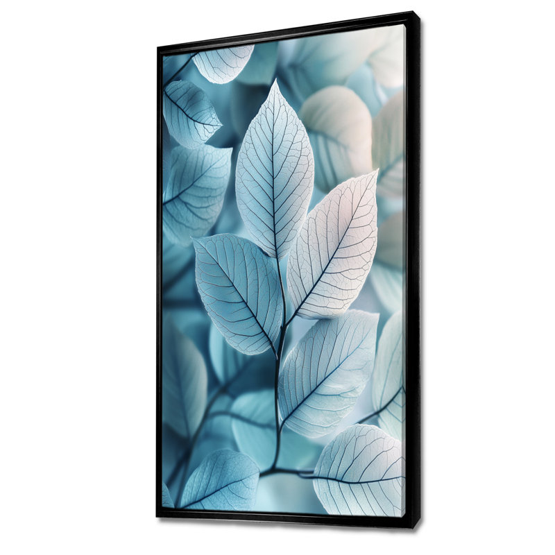 Gradient, feuilles, minimalisme, photo I - feuilles, art sur toile, H 60 po x l 28 po, Reproduction avec cadre flottant, Noir