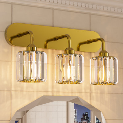 Dimmable Bathroom Vanity Light with Crystal Shade