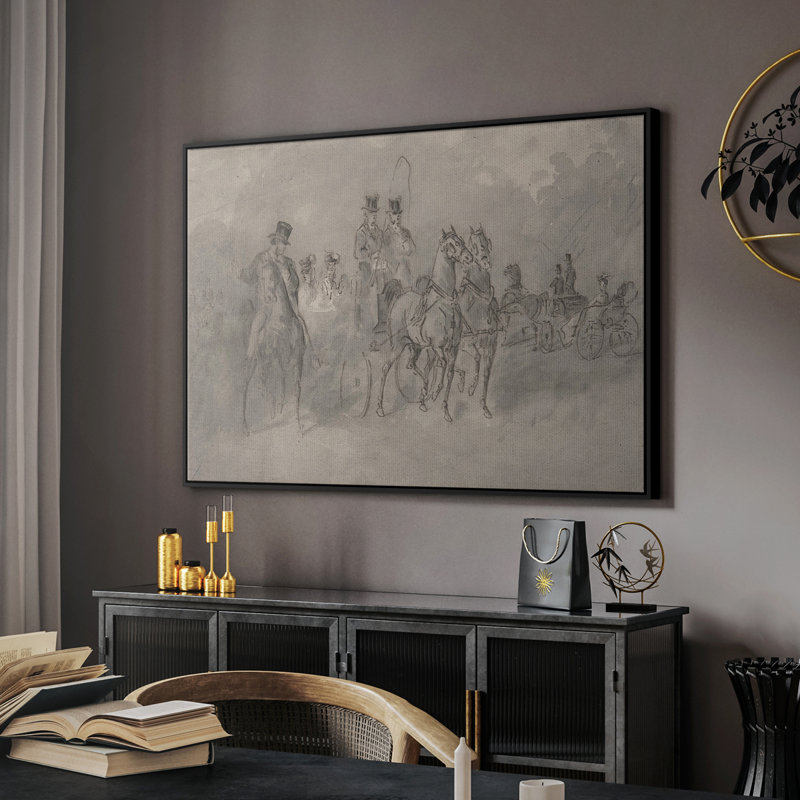 Croquis rétro-XXIX, toile tendue avec châssis encadré, Noir, H 27 po x l 41 po