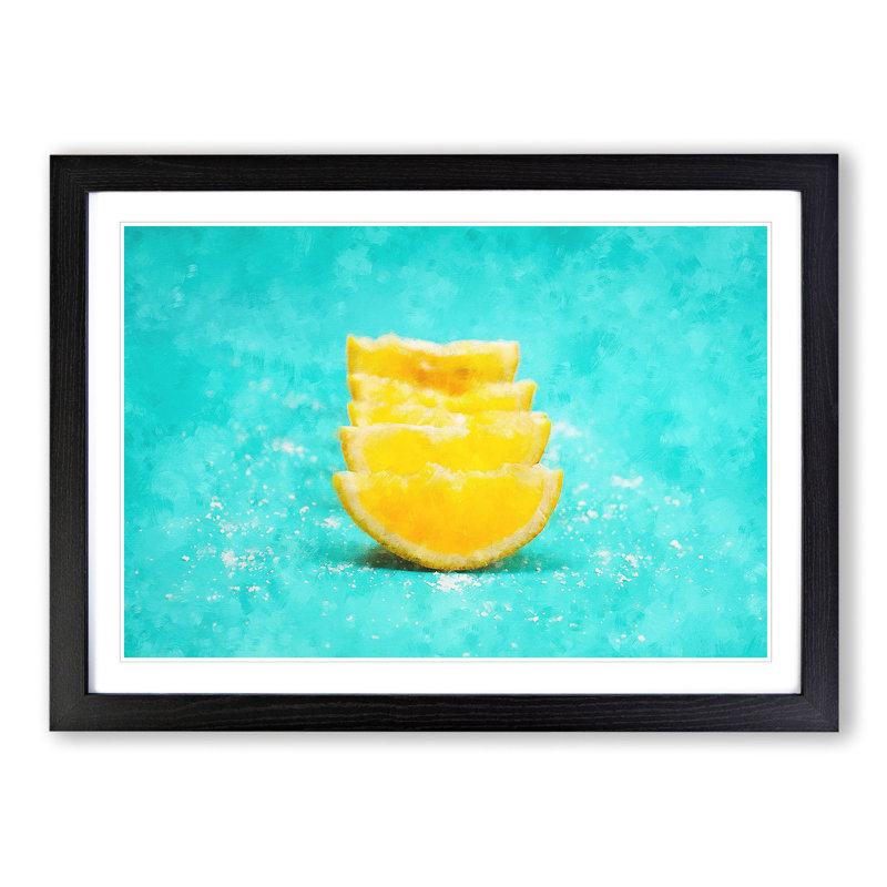 Lemon and Salt - Picture Frame Painting, 36cm H x 48cm W x 2cm D, Black Framed