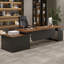 Bureau de direction brun en L en bois massif avec 3 tiroirs-117867041-117867046