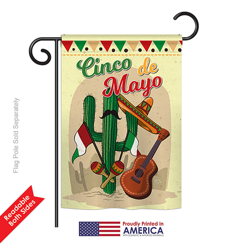 Fiesta cinco de mayo et de polyester à 2 côtés 18,5 x 13 po drapeau de jardin