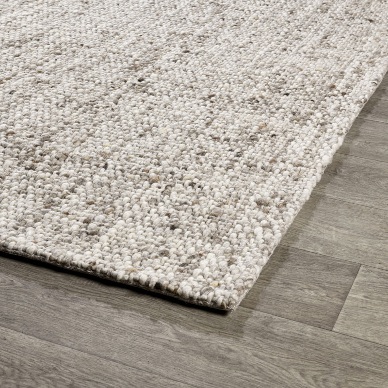 Handmade Natural Wool and Cotton Rectangular Stripe Rug