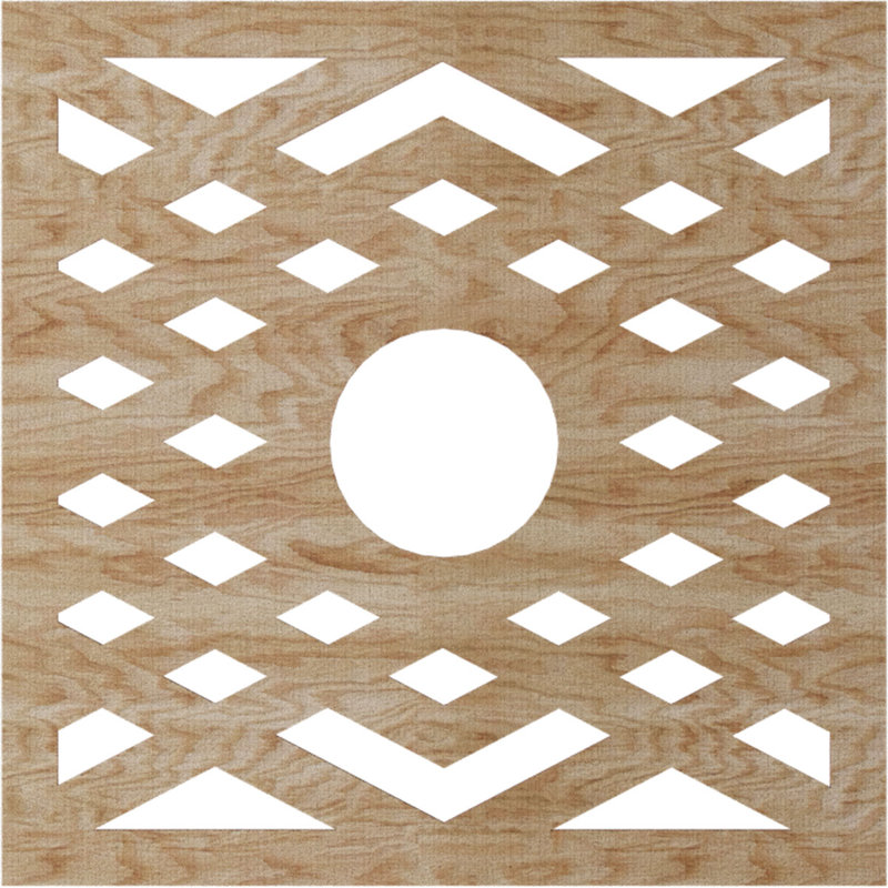 Chevron Ceiling Medallion, Red Oak, 36" H x 36" W x 0.25" D