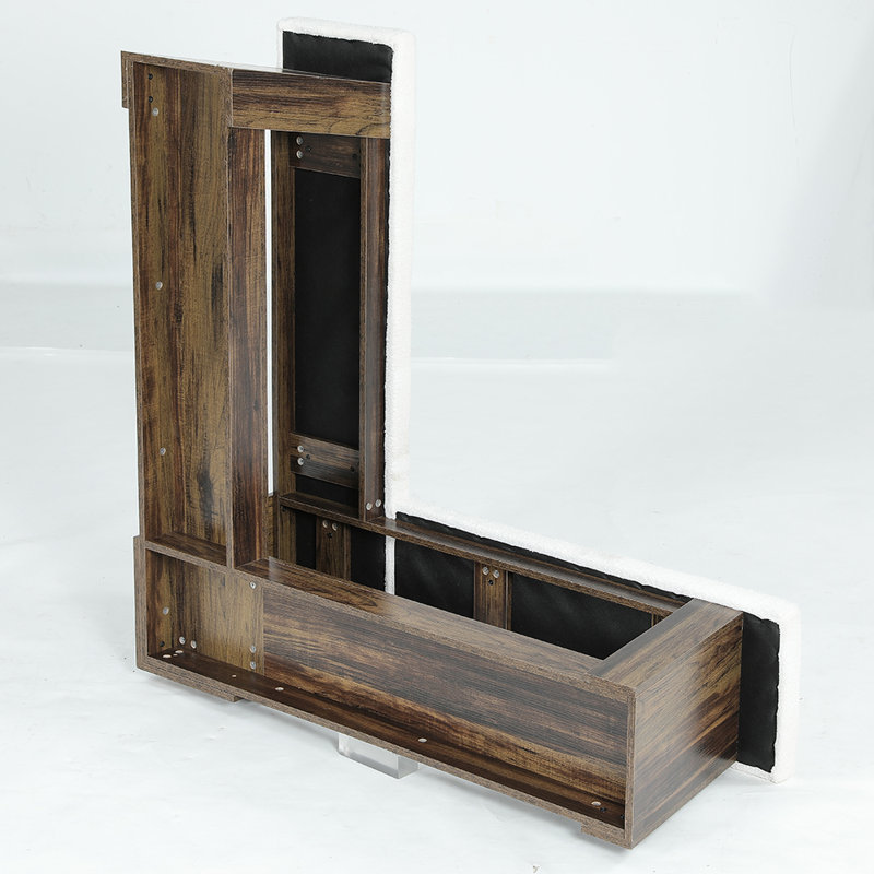 Banc de rangement de coin pour chaussures avec banc rembourré en L et tablette ouverte pour le vestibule