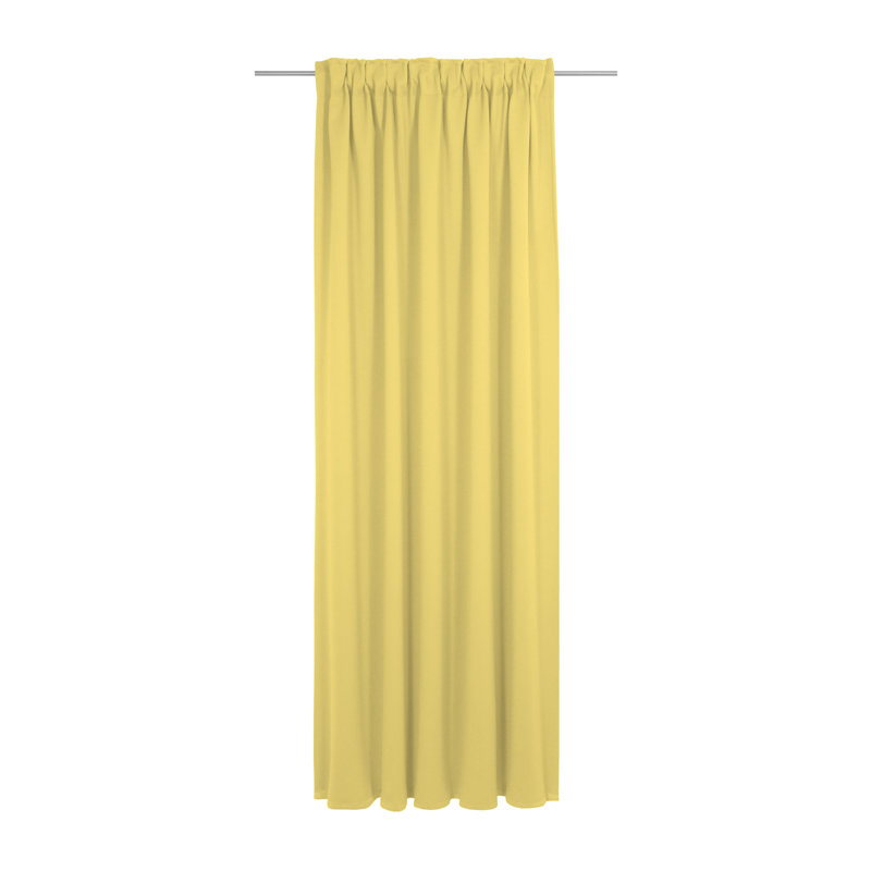 Uni Collection Light 100% Cotton Opaque Pinch Pleat Single Curtain Panel, Yellow, 142cm wide x 305cm high