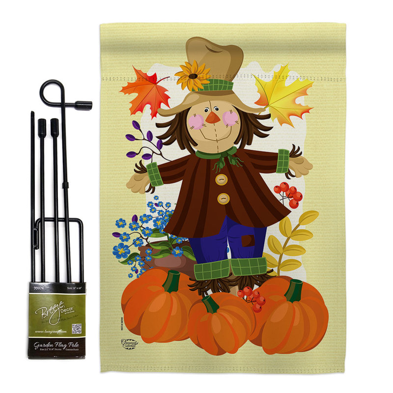 Ensemble de drapeaux en polyester 19 x 13 po Autumn Scarecrow