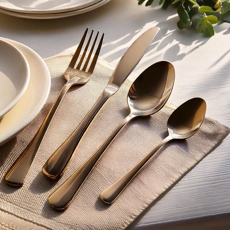 ROYALFORD 4 Piece Stainless Steel Cutlery Set , Service for 4, Gold