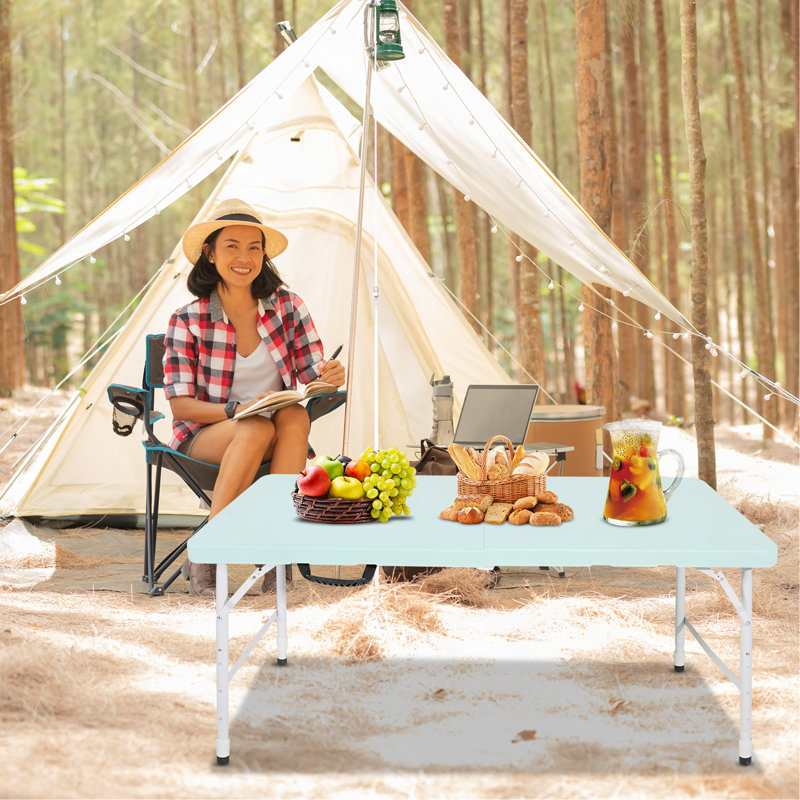 4Ft Blue Portable Folding Table Indoor&Outdoor Maximum Weight 135Kg Foldable Table For Camping, Blue