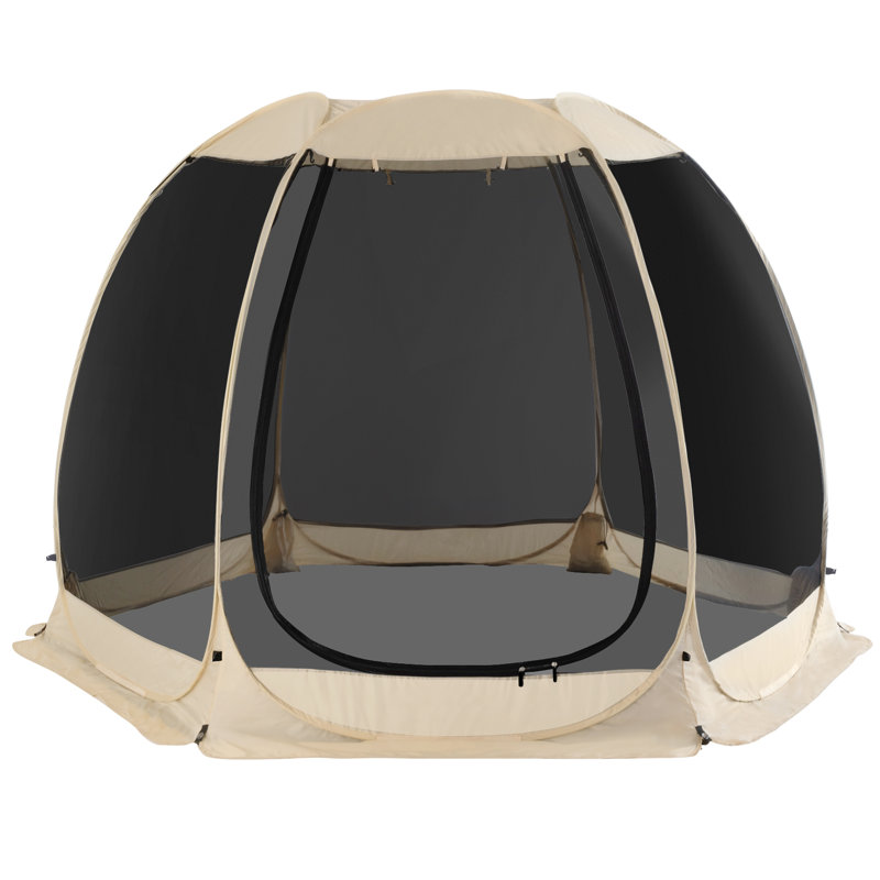 Fiberglass Patio Gazebo Pop Up with Screen Room Tents, 10' W x 10' L x 7' H