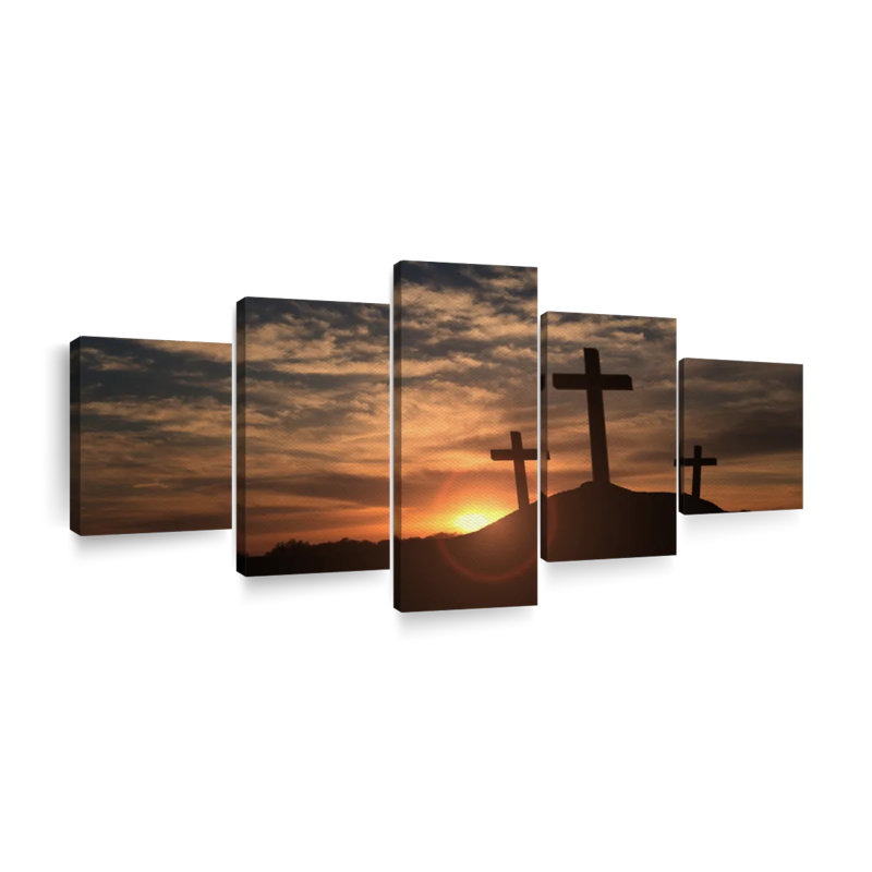 Croix de silhouettes sur toile, ensemble de 5 pièces, H 80 po x l 36 po x P 1,25 po