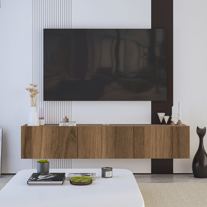 Beverlie TV Stand for TVs up to 78", Dark Brown Wood
