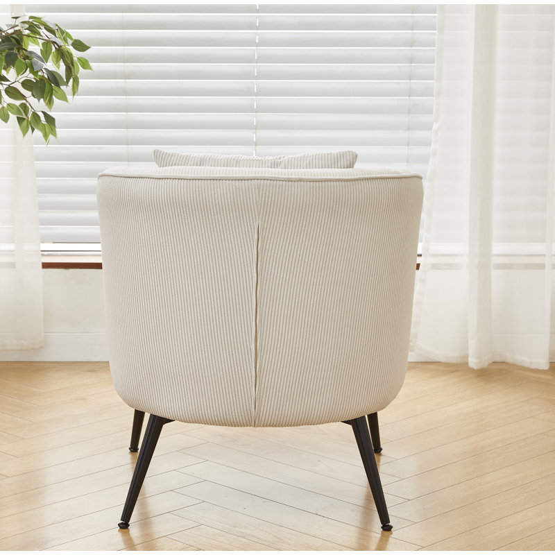 Fauteuil moderne en velours côtelé, Velours côtelé blanc