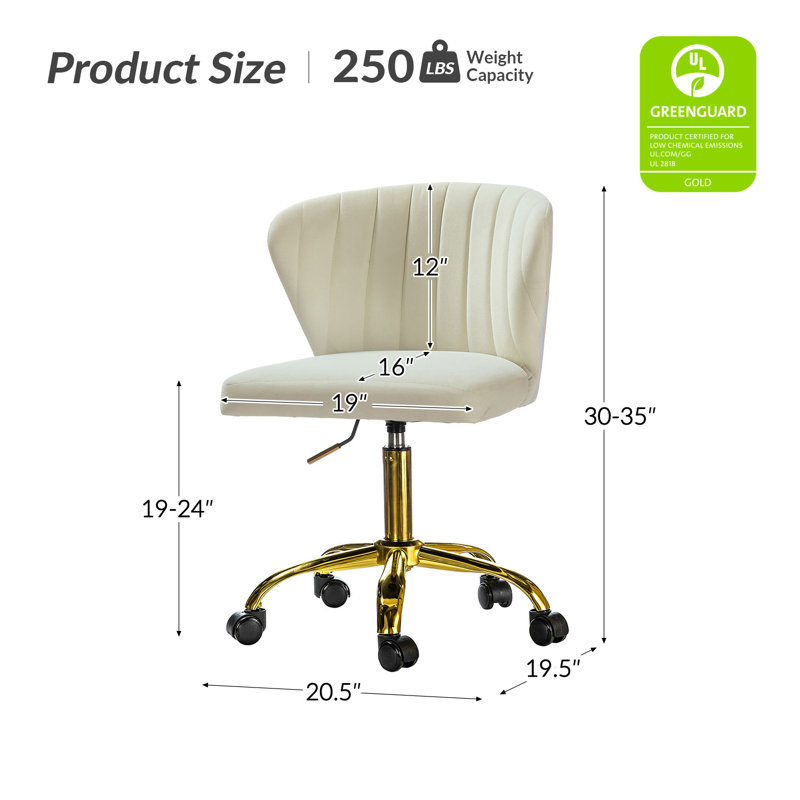 Alice Ergonomic Task Chair with Tufted Back, Ivory