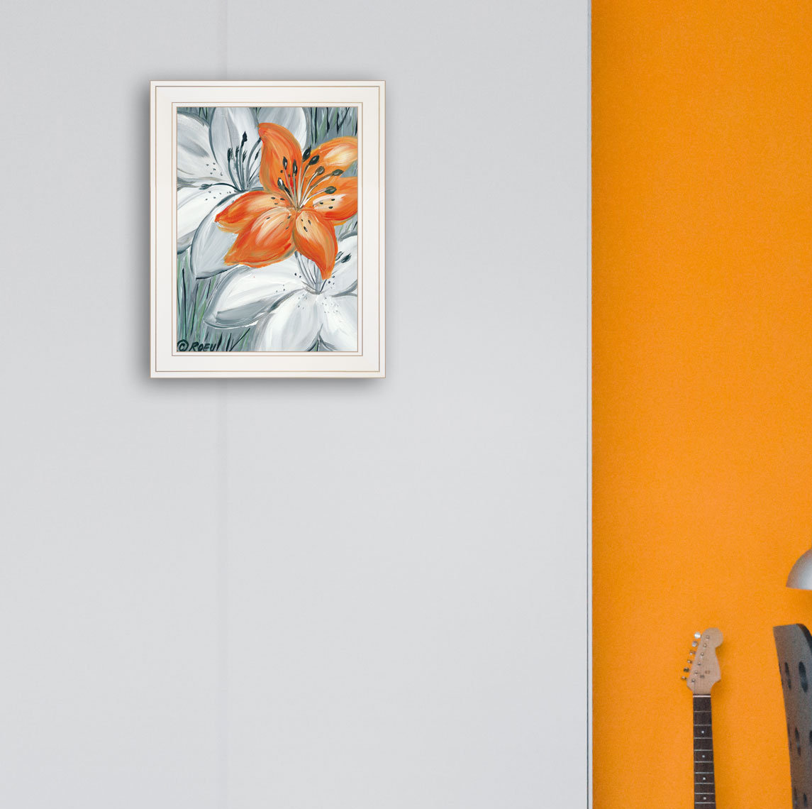 Winston Porter Tiger Lily in Orange Framed Wall Art for Living Room