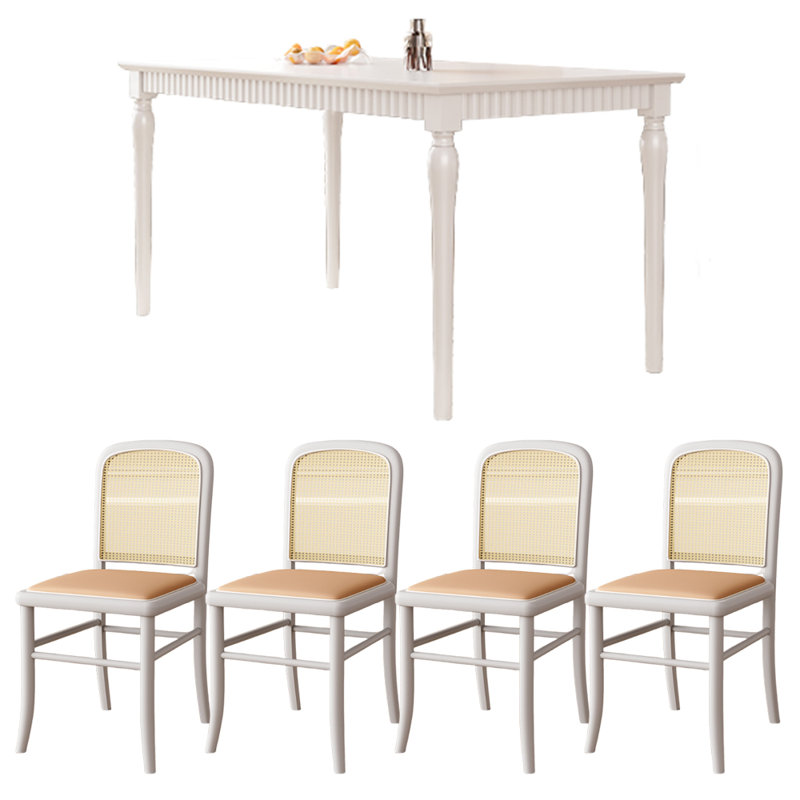 Classic Retro Simple Rectangular Dining Table, White, White