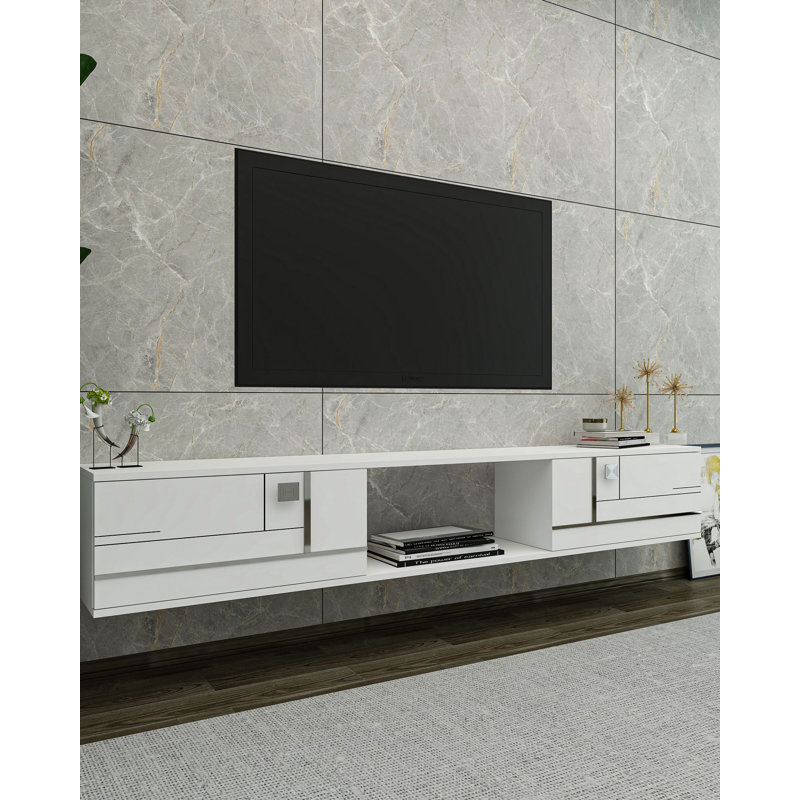 Meuble télé, Blanc / argenté