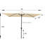 Parasol de patio 6 pi x 9 pi brun clair - eau, fabrication, système d'inclinaison à bouton-poussoir vers et, nervures carrées, manivelle