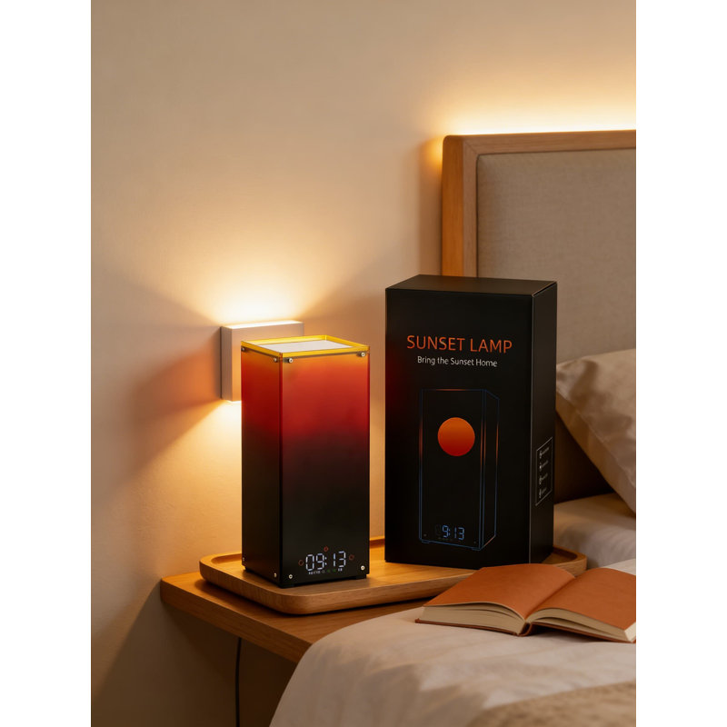 Lampe de table à intensité variable Sunset & Sunrise avec 6 bruits blancs, une télécommande tactile, une minuterie pour la chambre, le bureau et la détente