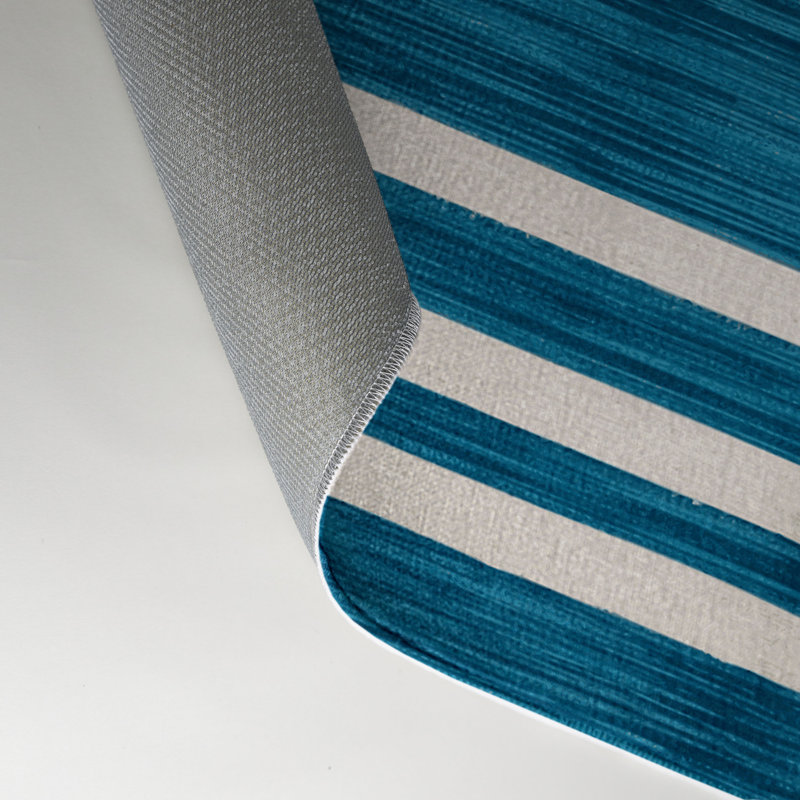 HorizontalStripes Blue Indoor and Outdoor Area Rug, Rectangle 9' x 12'