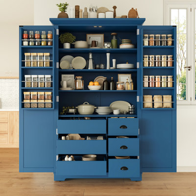 Freestanding 72"Tall Kitchen Pantry With Drawers, Door Shelves, Adjustable Shelves And Pull-Out Trays