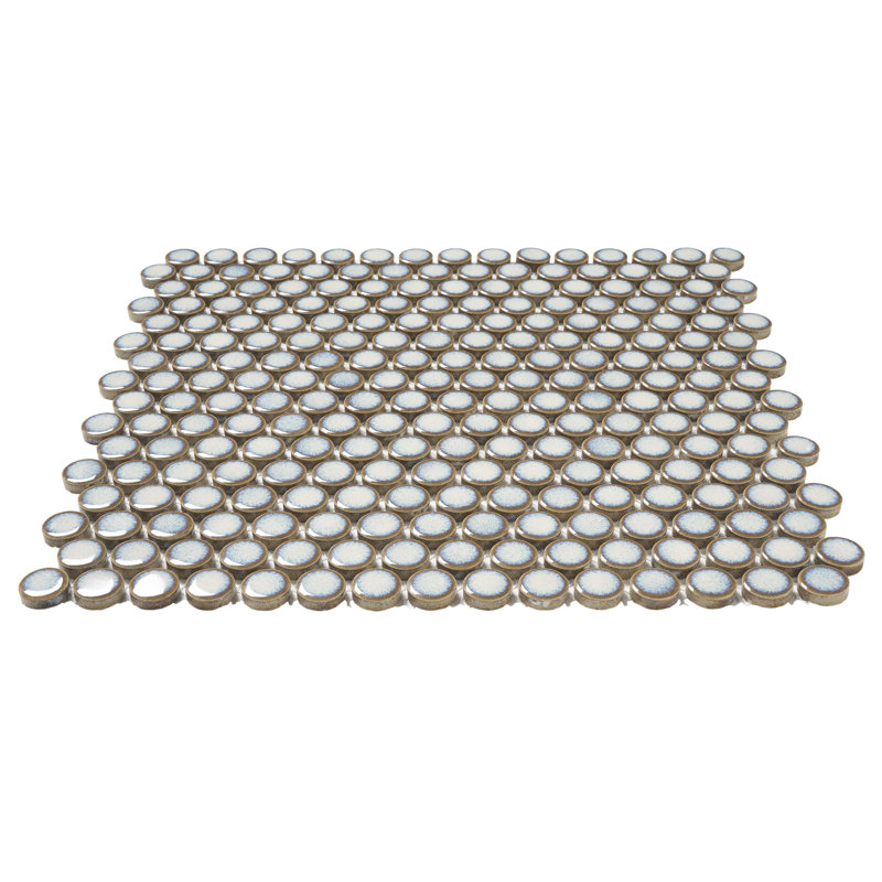 0.75" x 0.75" Porcelain Penny Round Mosaic Wall & Floor Tile, Glossy Gray
