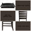 Set of 2 Espresso-Finished Side Chairs with Black Synthetic Leather Upholstery