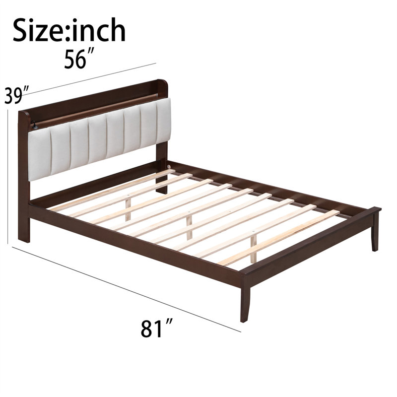 Ensemble de chambre à coucher 3 pièces, Noyer / beige, Double