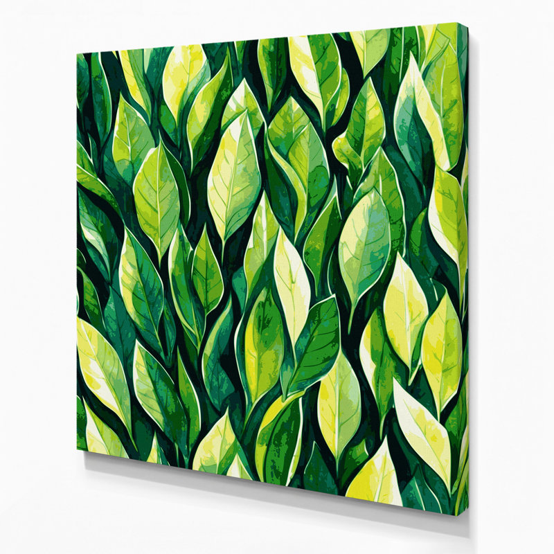 "Watercolor Botanical 71", art mural sur toile verte, H 12 po x l 12 po