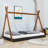 Twin Size Wooden Tent Floor Bed with Triangle Structure-1506752104